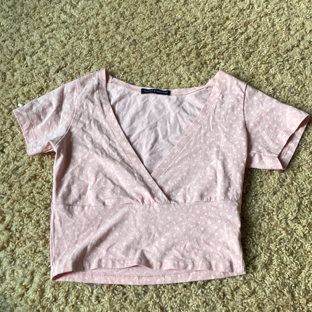 Brandy Melville Light Pink Floral Amara Top